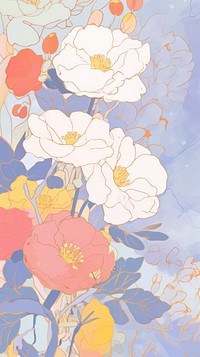 Japan anime flowers art graphics painting.