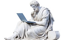 Greek sculpture person using computers electronics accessories accessory.