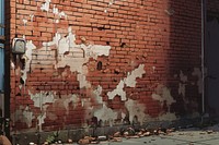 Brick background person human home damage.