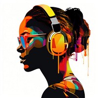 African American woman headphones electronics headset.