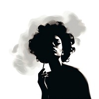 African American woman smoking silhouette portrait face.