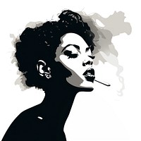 African American woman smoking silhouette face art.