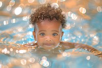 Afican american baby swimming underwater photography recreation portrait.