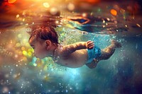 Baby swimming underwater photography recreation outdoors.