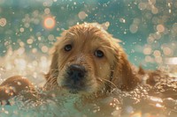 Pupy swimming underwater recreation animal canine.