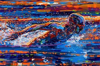 Swimmer recreation painting swimming.