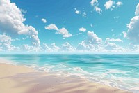 Beach and blue sky shoreline outdoors horizon.