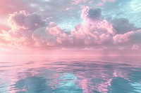 Aesthetic pastel ocean background landscape cloud water.