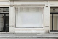 A blank white shop window mockup transportation electronics automobile.