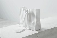 White gift bag mockup cutlery spoon tote bag.