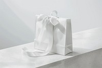 White gift paper bag mockup. 