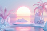 Pastel retrowave tropical beach landscape astronomy outdoors scenery.