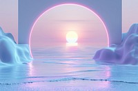 Pastel retrowave tropical beach landscape astronomy outdoors scenery.