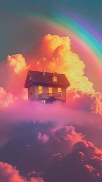 Aesthetic wallpaper cloud house sky.