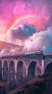 Aesthetic wallpaper bridge train transportation.