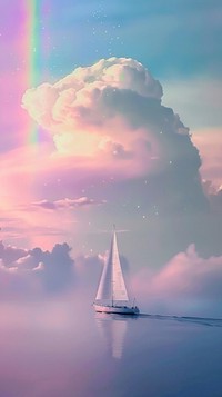 Aesthetic wallpaper sailboat cloud sky.