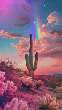 Aesthetic wallpaper cactus sky outdoors.