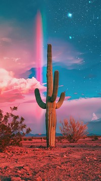 Aesthetic wallpaper cactus outdoors scenery.