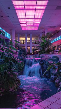 Aesthetic wallpaper waterfall indoors architecture.