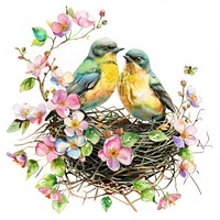 Flower bird art graphics.