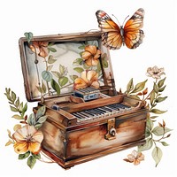 Illustration music box watercolor.