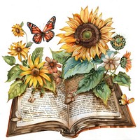 Illustration sunflower watercolor art publication painting.