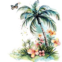 Illustration palm tree watercolor art painting graphics.