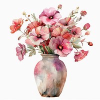Illustration vase flowers watercolor art pottery blossom.