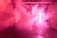 Shock pink smoke lighting indoors purple.