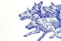 Vintage drawing dogs running sketch illustrated kangaroo.