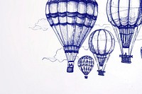 Vintage drawing hot air balloons sketch transportation illustrated.