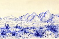 Vintage drawing desert sketch illustrated painting.