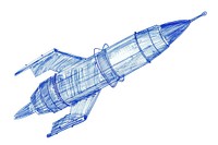 Vintage drawing rocket sketch transportation illustrated.