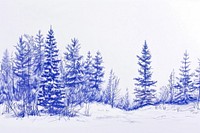 Vintage drawing winter forest sketch illustrated vegetation.