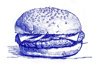 Vintage drawing hamburgers sketch illustrated reptile.