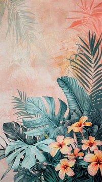 Wallpaper tropical beach flower jungle vegetation.