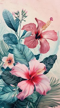 Wallpaper tropical flowers hibiscus blossom person.
