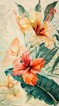Wallpaper botanical flower hibiscus graphics.