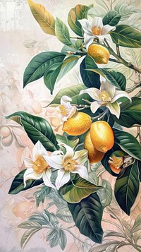 Wallpaper lemon tree drawing sketch flower.