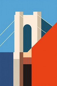 A minimalist illustration of new york Brooklyn Bridge architecture bridge art.
