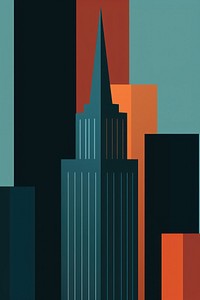 A minimalist illustration of new york skyscrapers architecture building tower.