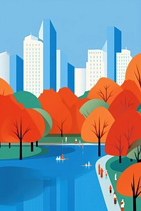 A minimalist illustration of Central Park new york city art metropolis landscape.