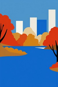 A minimalist illustration of Central Park new york city art modern art painting.