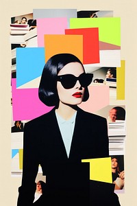 Retro collage of business woman art accessories photography.