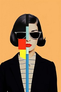 Retro collage of business woman female person adult.