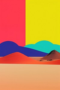 Retro collage of landscape art outdoors desert.
