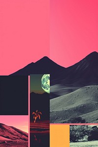 Retro collage of nature art astronomy outdoors.