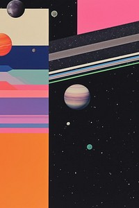 Retro collage of space astronomy universe outdoors.