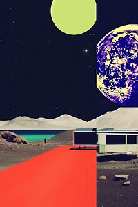 Retro collage of space astronomy outdoors universe.