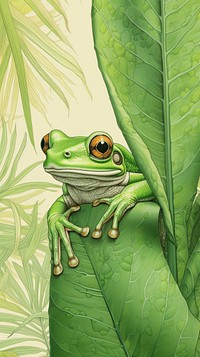 Wallpaper green frog amphibian wildlife dinosaur.